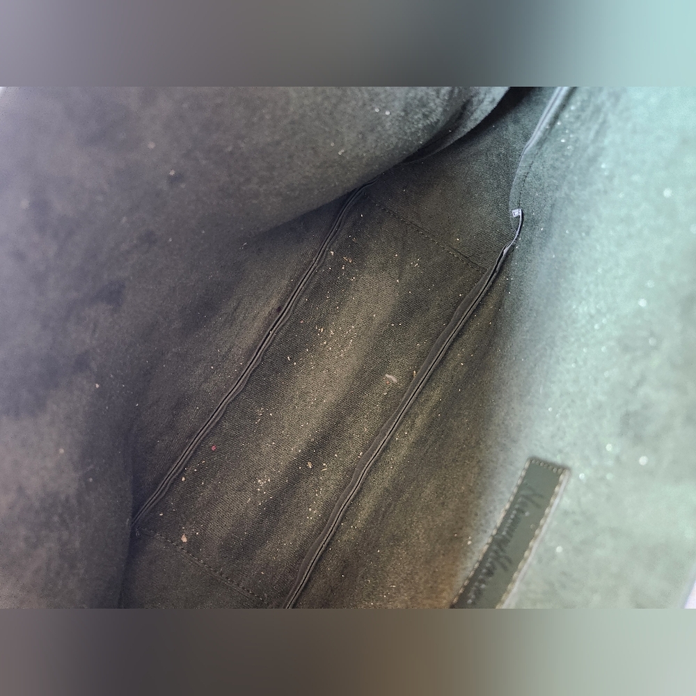 Neiman Marcus Green Shoulder Vegan Leather Bag with Modern Trapezoidal Design - Picture 13 of 13